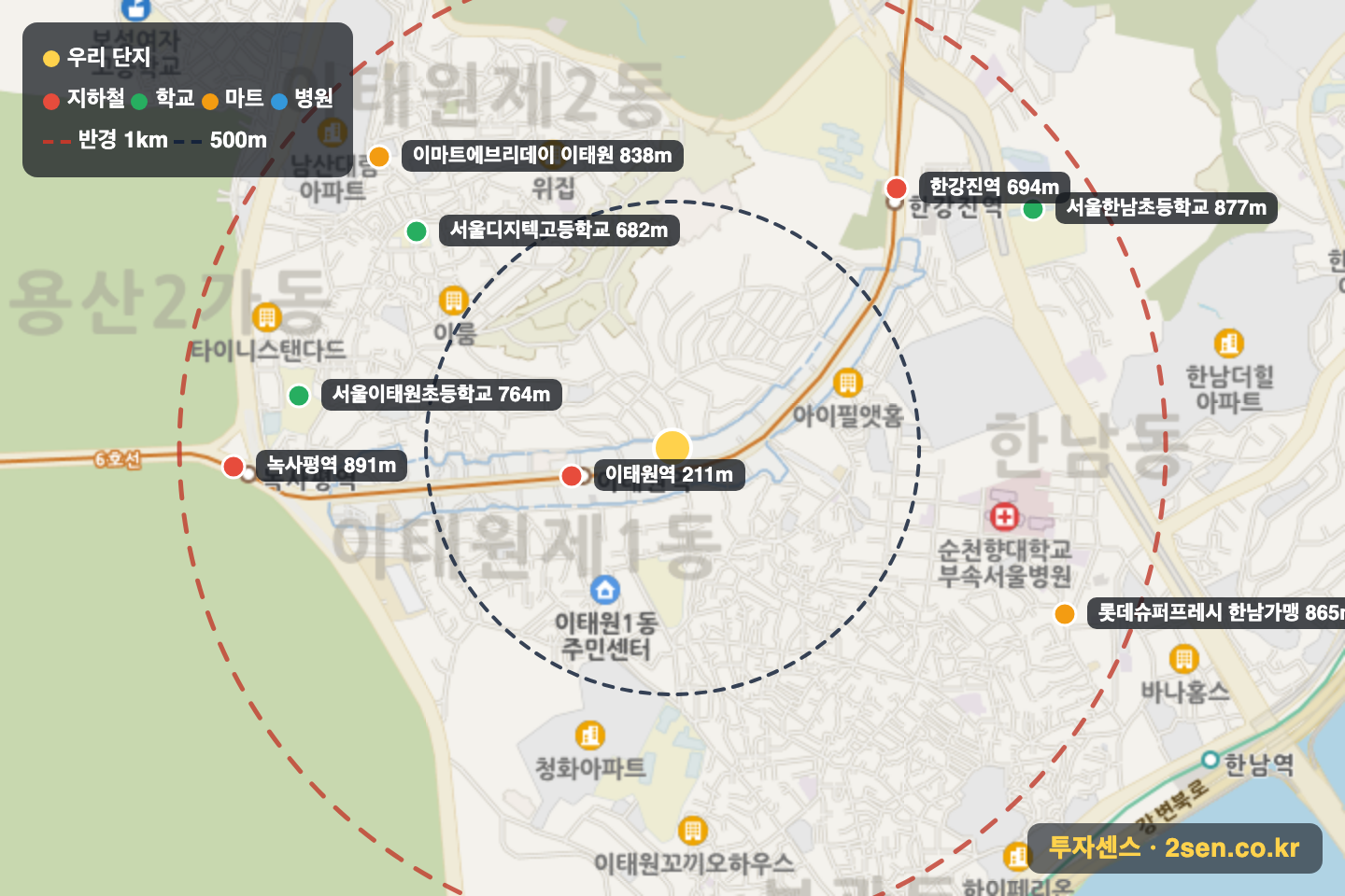메이(124-12) 반경 1km 입지 지도(지하철·학교·마트)