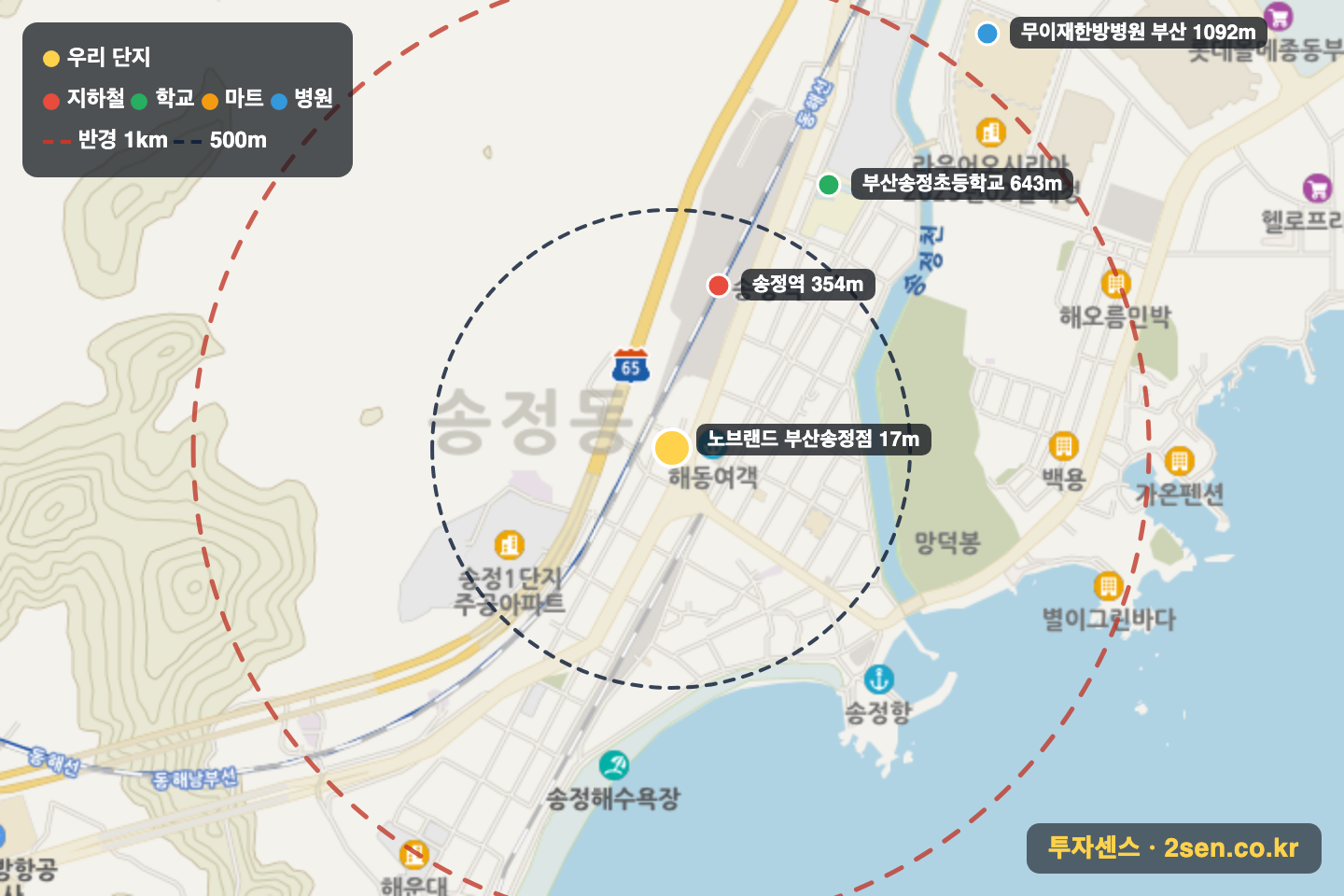 삼보로얄캐슬 반경 1km 입지 지도(지하철·학교·마트)